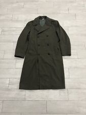 Vintage 100% Wool Serge Green 8405 889 3651 Marine Military Overcoat Size 44 picture