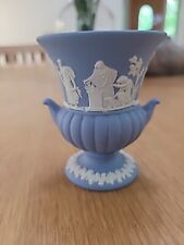 Wedgwood Small Urn Vase W/ Handles Made In England Blue Jasperware picture