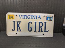 EXPIRED VIRGINIA LICENSE PLATE with 2010 STICKER ...... (JK GIRL) picture