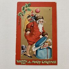 Antique Tuck’s Embossed Christmas Postcard Santa Brown Fur Hat Robe Crimson 501 picture