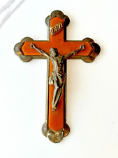 Vintage Brass Bakelite Butterscotch Crucifix Cross INRI Catholic Christian picture