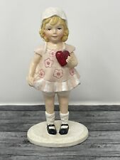 Vintage ESC Trading Company Girl Figurine Valentines Day Glitter Heart 2002 picture