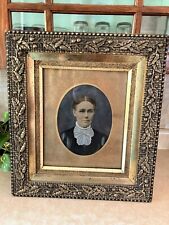 Beautiful Antique Victorian Gilded Ornate Leaf Frame Original Woman’s Portrait picture