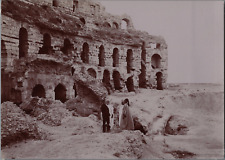 Tunisia, El Djem (El Jem), in the ruins, interior vintage print, print picture