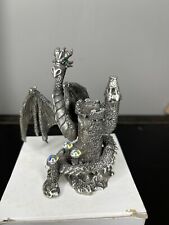 Rawcliffe Pewter Figurine Dragon/Wyvern on Castle - Pre-Owned in Box picture