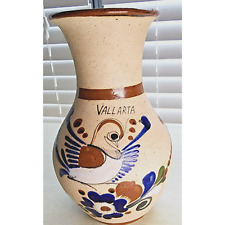 VINTAGE TONALA MEXICAN POTTERY HAND PAINTED FOLK ART-VALLARTA-SIGNED picture