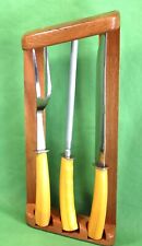 Vintage Geneva Forge 3 Piece CARVING SET w/ Wood Rack See Listing picture