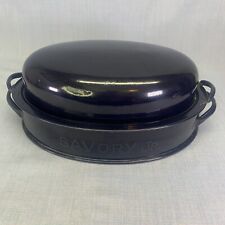 SAVORY JR. Vintage Covered Roasting Pan; Vintage, Blue/Black picture