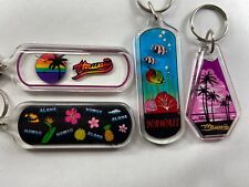 Hawaii Islands Palm Trees Underwater Flowers Sunset Souvenir Keychains Lot of 4 picture