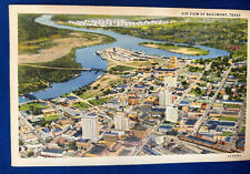 Postcard Air View of Beaumont Texas River Buildings picture