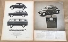 2 Volkswagen beetle print ads 1971 vintage orignl 1970s retro art VW cars bus picture