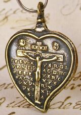 ANTIQUE 18TH CENTURY JESUS & MARY CHURCH OF THE HOLY SEPULCHER PILGRIMAGE MEDAL picture