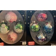 Christmas Shoppe Handcrafted Glass Ornaments Snowman And Snowflakes Set of 8 picture