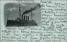 British Steamer Steamship Ship HMS Diadem 1900 Cancel Vintage Postcard picture