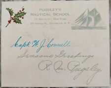 Vintage Maritime Christmas Card c1910s Pugsleys Nautical School NYC Brooklyn NY picture