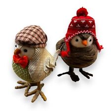 TWO Target Birds Featherly Friends Wondershop Red Knit Hat Plaid Cap Bow Tie picture
