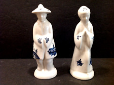 Vintage Churchill Blue Willow Asian Man & Woman Salt & Pepper Shakers picture