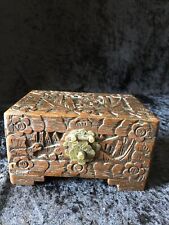 Vintage Chinese Hand Carved Wood Camphor Box w/Brass HardwareFree Shipping picture