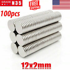 100 Neodymium Magnets Round Disc N35 Super Strong Rare Earth 12mm X 2mm Lot New picture