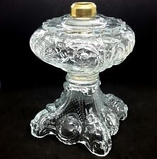 PRINCESS FEATHER Massive Sewing Kerosene or Oil Lamp Clear Glass FONT, #2 Collar picture