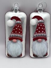Melrose International Gnome Glass Christmas Ornaments, Lot Of 2 picture