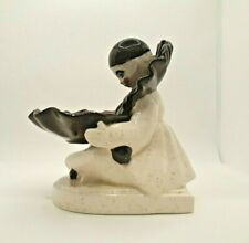 1980s Soap Dish Pierrot Clown Vintage Trinket Speckled Ceramic Hand Painted picture