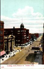 Postcard Looking Down Farnam Street in Omaha, Nebraska picture