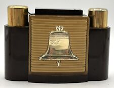 Vintage Liberty Bell Cigarette Lighter and Holder Set Brown Plastic With Lucite picture