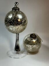 Vintage Silver Mirrored Crackle Glass Ornament Ball 3.5 Inch and BIG Kugel Style picture