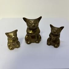 vintage mini solid brass family of pigs set of 3 mom dad baby picture