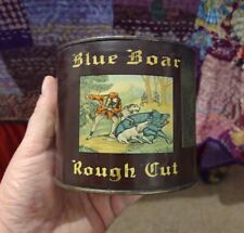 Vintage Blue Boar Rough Cut Empty Metal Tobacco Tin Collectible Advertising Used picture