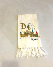 Disneyland Resort Tea Dish Towel Kitchen Gold Fantasyland Castle Fringe picture