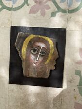 Old christian icon painted on stone tile holy land Placed On Board Virgin Mary picture