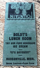 1940s-50s Boldt’s Lunch Room Hudsonville Michigan Matchcover Fountain picture