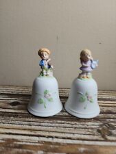  Vintage HOMCO Ceramic Bells  Boy And Girl, No Chips App 4 1/2 Inches picture