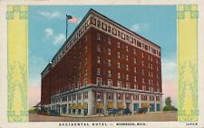 Occidental Hotel in Muskegon, Michigan MI vintage unposted linen postcard picture