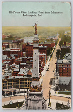 Bird’s Eye View Looking North Monument Circle Indianapolis 1917 Postcard Posted picture