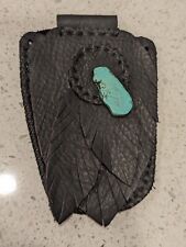 New Handmade Native American Style Black Leather Belt Bag Pouch Turquoise Stone picture