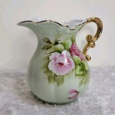Lefton Green Heritage Pitcher Pink green with Roses 4579  Japan picture