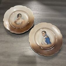 Pair Of Late 1800s Austrian Royalty Portrait Plates 7-1/4” Napoleon & Récamier picture