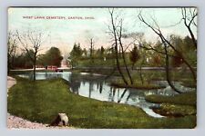 Canton OH- Ohio, West Lawn Cemetery, Antique, Vintage c1908 Souvenir Postcard picture
