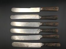 Antique Meriden Cutlery USA Primitive Wood Handle Knives Set Of 6  picture