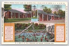Sumter South Carolina Pocalla Springs Tourist Court Swimming 1937 Linen Postcard picture