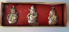 Set of 3 Snowmen Silver plated Christmas Snowman Ornaments by Gorham  picture