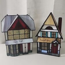 Vintage Style Genuine Stained Glass Lot Town Hall + General Store picture