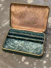 Vintage Green Farrington Texol Jewelry Box with Pink Satin & Velvet Lining picture