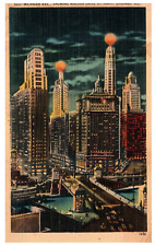 Michigan Avenue Chicago IL Bird's Eye View c1939 Vintage Linen Postcard-N2-15 picture