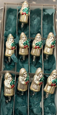 9 - VINTAGE Inge Glas OLD WORLD CHRISTMAS Retail NOS Gold Santa Clip Ornaments picture