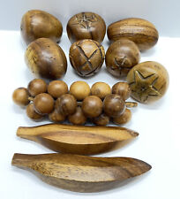Vintage Leilani Monkey Pod Wood 10 Piece Fruit Nuts Hand Crafted Philippines picture