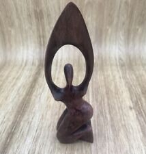 Hand-carved mid-century wooden anthropomorphic female figure sculpture. picture